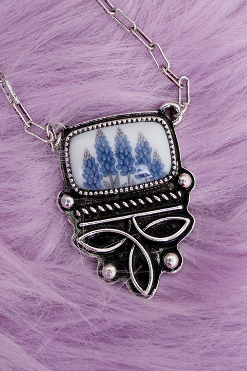 Boots & Blooms Silvertone Necklace