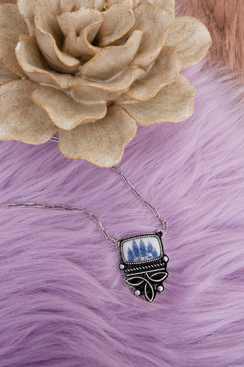 Boots & Blooms Silvertone Necklace