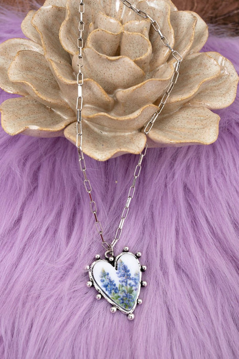 Blooming Heart Silvertone Necklace