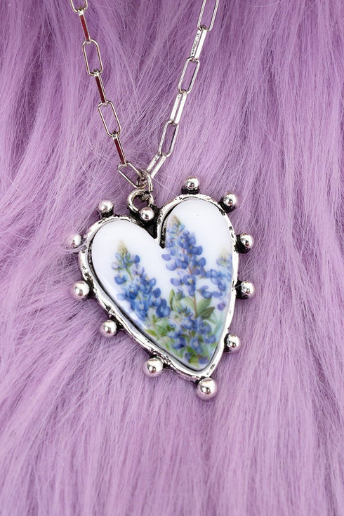 Blooming Heart Silvertone Necklace