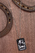 The Skeleton Cowgirl Card Silvertone Necklace