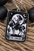 The Skeleton Cowgirl Card Silvertone Necklace