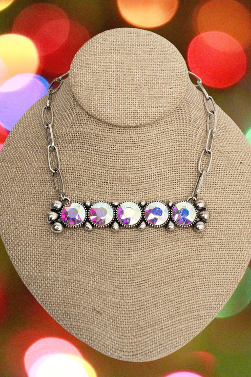 Desert Prism Silvertone Necklace