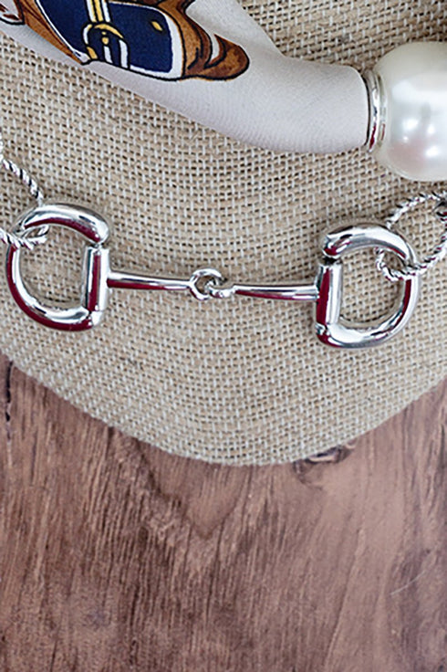 Saddle Society Taupe & Silvertone Double Scarf Necklace Set