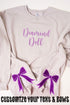 Sandstone You Design It Embroidered Side Bows Unisex NuBlend Crew Sweatshirt *Customize Your Text and Bows