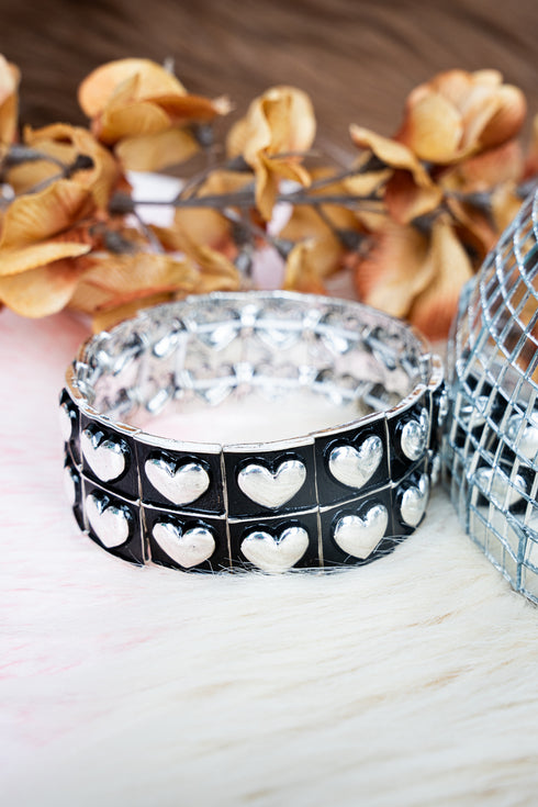 Petra Heart Silvertone Stretch Bracelet