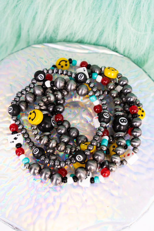 Fortune Smiles Silver Pearl Bracelet Set