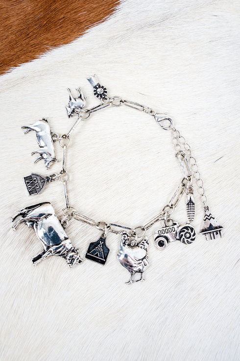 Farmhouse Crew Silvertone Charm Bracelet