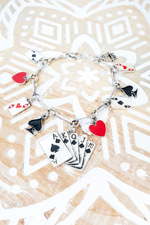 The Winning Hand Silvertone Charm Bracelet