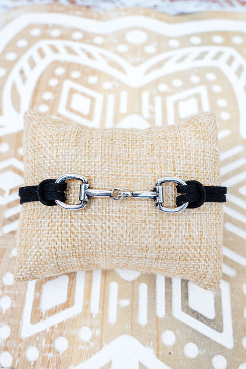 Silvertone Arena Steel Black Cord Bracelet