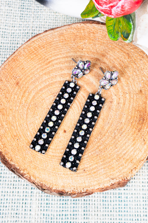 Twilight Bloom Iridescent Crystal & Silvertone Earrings