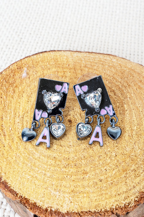 The Winning Heart Pink Crystal and Silvertone Earrings