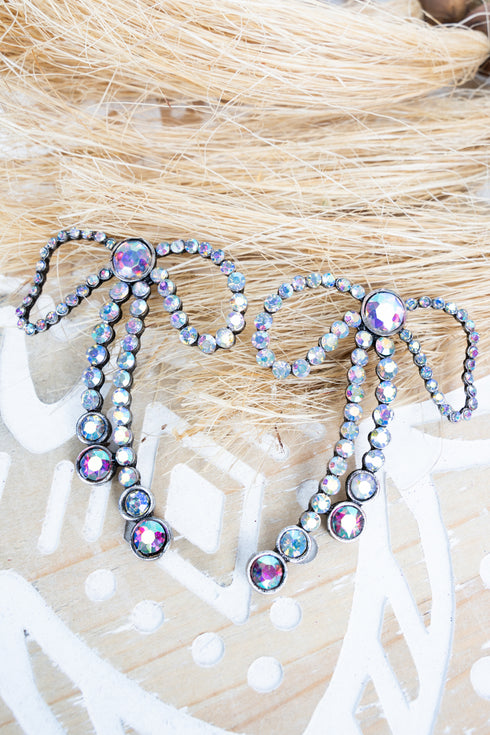 Iridescent Grit & Glimmer Silvertone Earrings