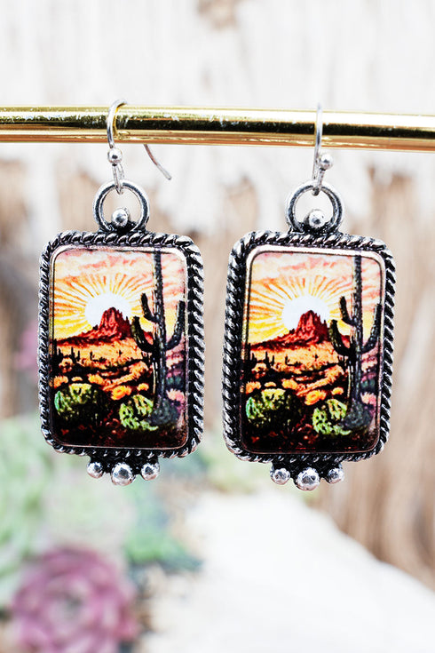 Arizona Sunrise Silvertone Earrings
