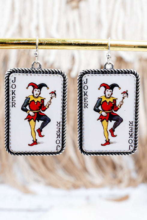 The Wild Card Silvertone Earrings