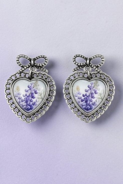Hill Country Heart Silvertone Earrings