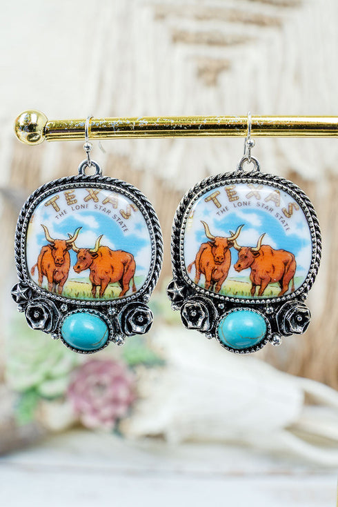 Texas The Lone Star State Silvertone Earrings