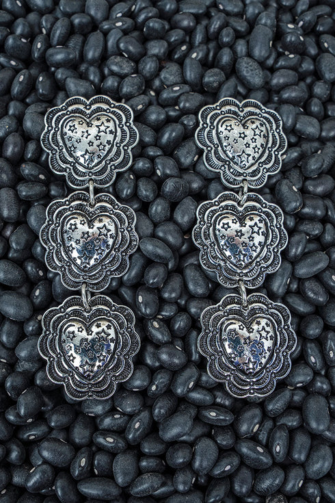 Starstruck Hearts Silvertone Earrings