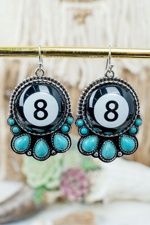 Eight at High Noon Silvertone Earrings