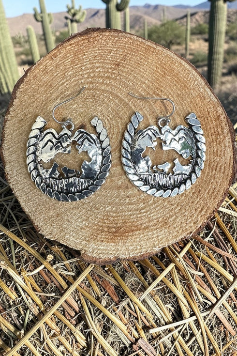 Cowboy Canyon Silvertone Horseshoe Earrings