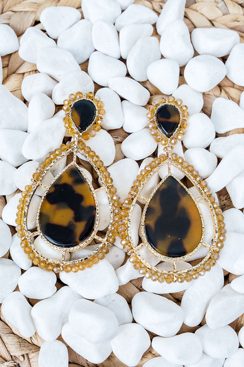 Fifth Ave Flash Brown Tortoiseshell Teardrop Earrings