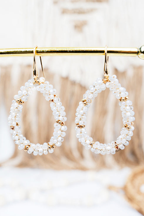 White Santorini Shine Teardrop Earrings