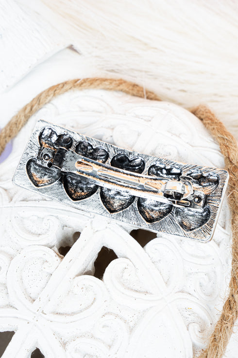 Petra Puff Heart Silvertone Hair Barrette