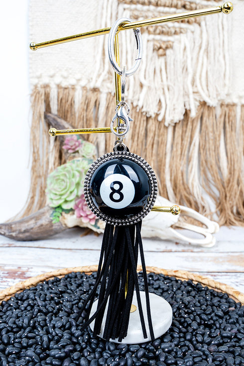 Eight Ball Energy Black Tassel Keychain