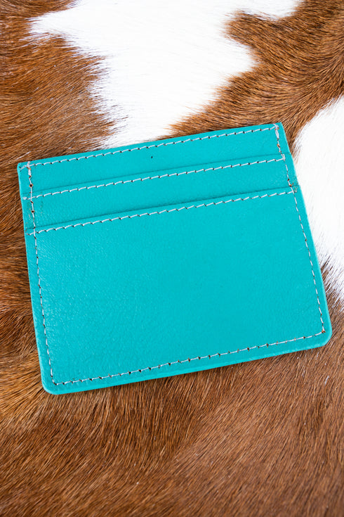Broadway Boot Stitch Turquoise Card Wallet