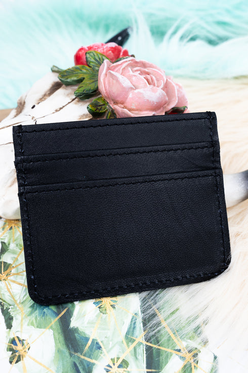 Turquoise Las Flores Tooled Card Wallet