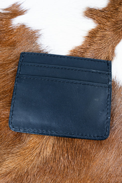 Black Cedar Hollow Cowhide Tooled Card Wallet