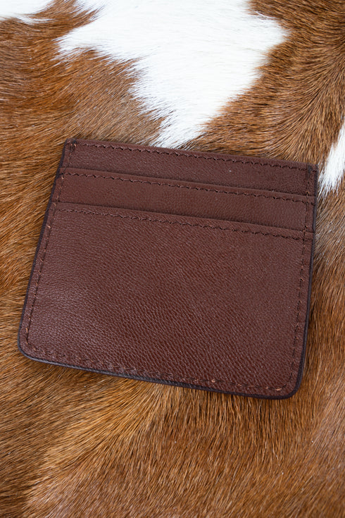 Brown Holstein Hollow Cowhide Tooled Card Wallet