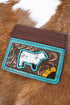 Brown Holstein Hollow Cowhide Tooled Card Wallet