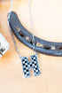 Black & White Checkered 'H' Silvertone Necklace