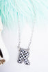 Black & White Checkered 'R' Silvertone Necklace
