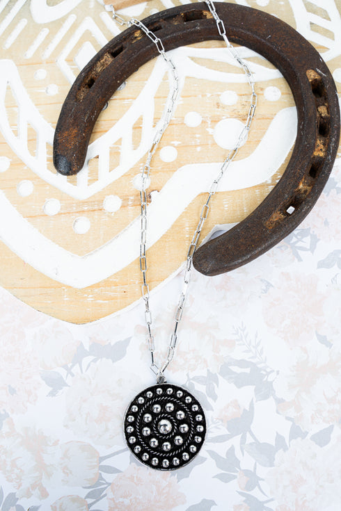 Renegade Run Silvertone Studded Necklace