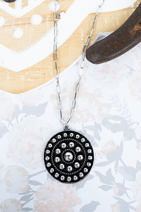 Renegade Run Silvertone Studded Necklace