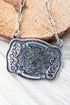 Branded Buckle Silvertone Necklace