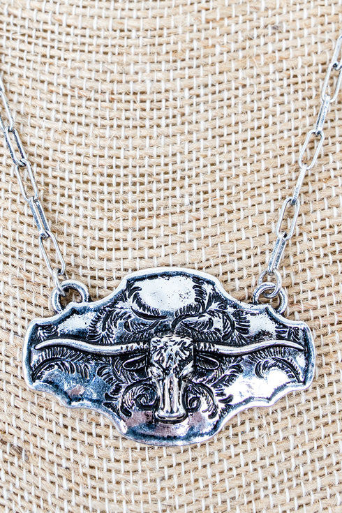 Texas Icon Silvertone Necklace