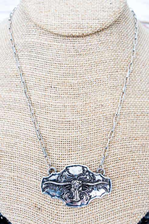 Texas Icon Silvertone Necklace