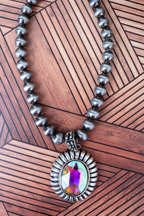 Iridescent Main Character Energy Silver Pearl Necklace