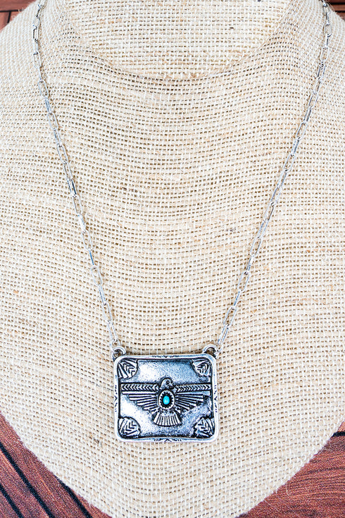 Thunderbird Bluff Turquoise & Silvertone Necklace