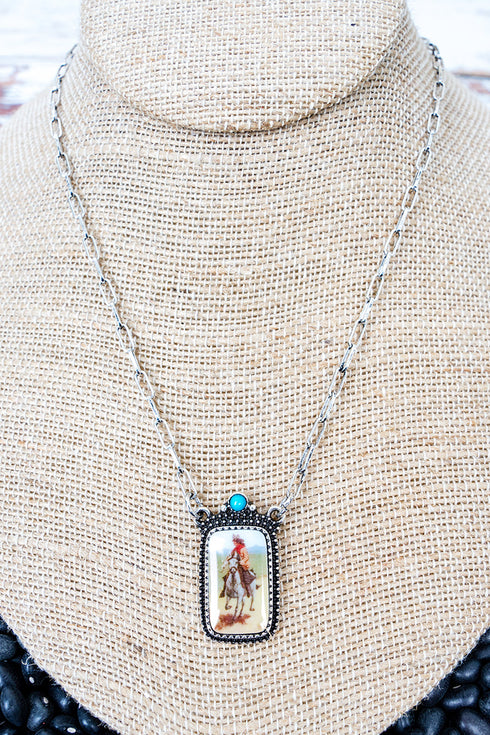 Graceful Rider Silvertone Necklace