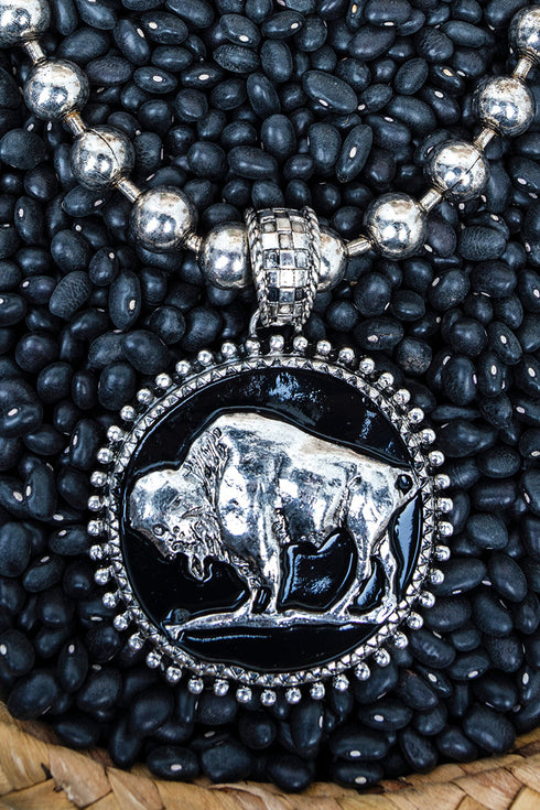 Midnight Plains Silvertone Ball Bead Necklace