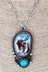 Turquoise Rodeo Spirit Silvertone Necklace