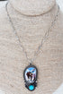 Turquoise Rodeo Spirit Silvertone Necklace