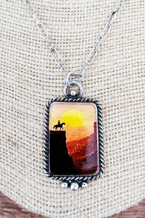 Cliffside Cowboy Silvertone Necklace