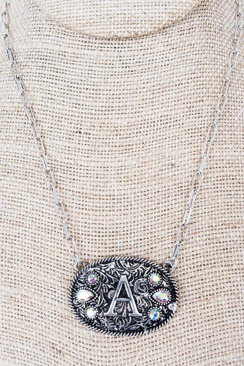 The Signature Saddle 'A' Iridescent Silvertone Necklace