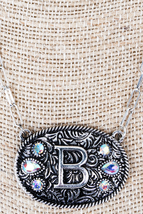 The Signature Saddle 'B' Iridescent Silvertone Necklace