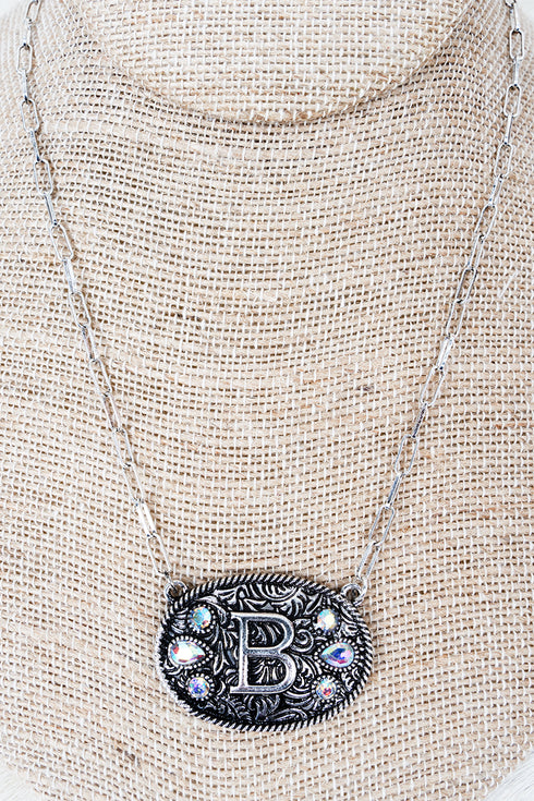 The Signature Saddle 'B' Iridescent Silvertone Necklace